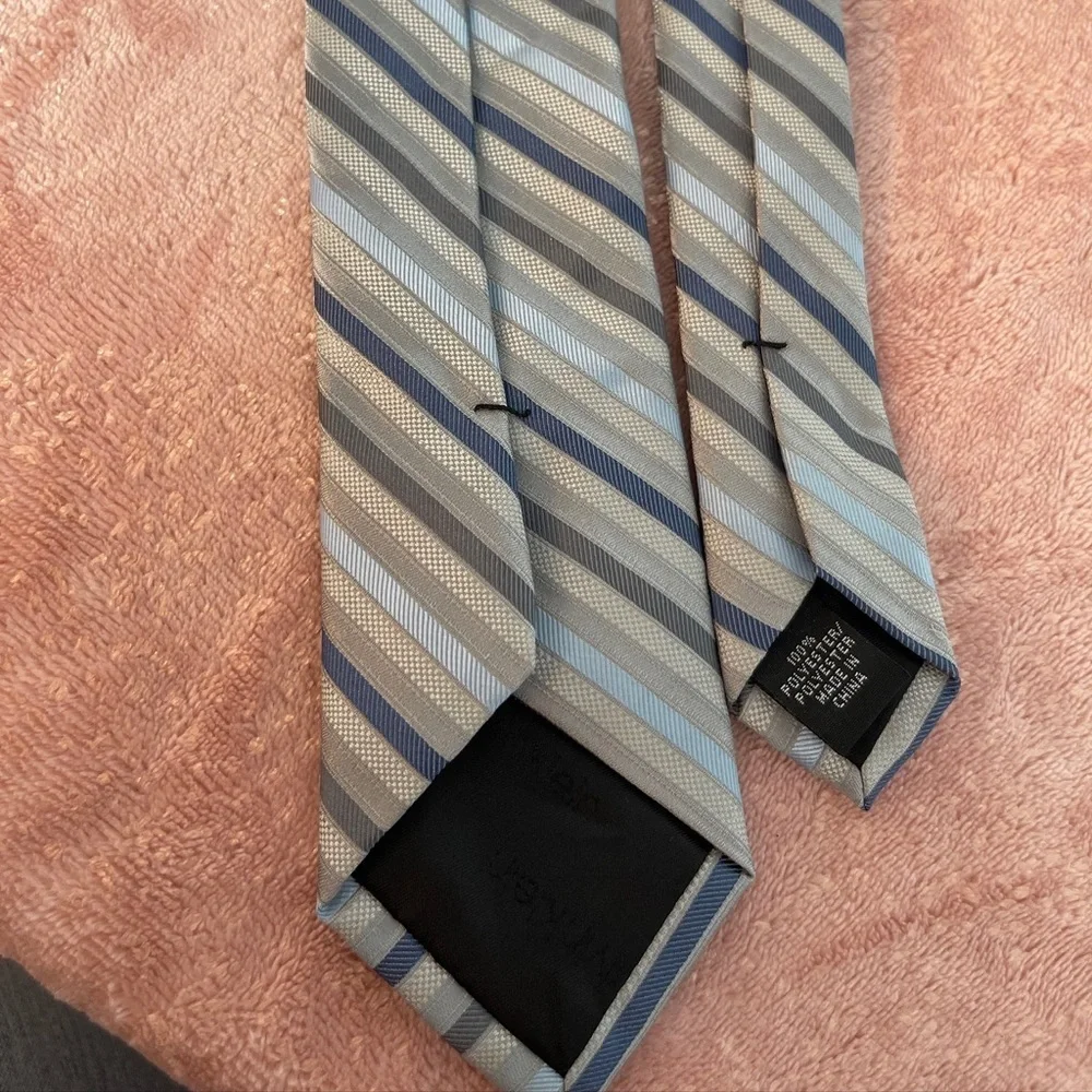 Calvin Klein Gray and Blue Striped Tie - Picture 5 of 8